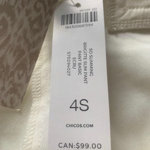 Chicos So Slimming Bridgette Pant - 4S - Ecru